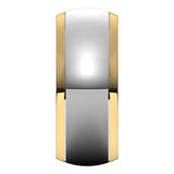 14K Yellow/White 8 mm Stepped Beveled-Edge Inlay Half Round Band Size 9.5