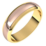 14K Yellow/Rose 5 mm Stepped Beveled-Edge Inlay Half Round Band Size 12