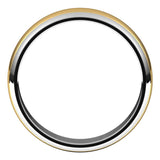 14K White/Yellow 5 mm Stepped Beveled-Edge Inlay Half Round Band Size 8.5