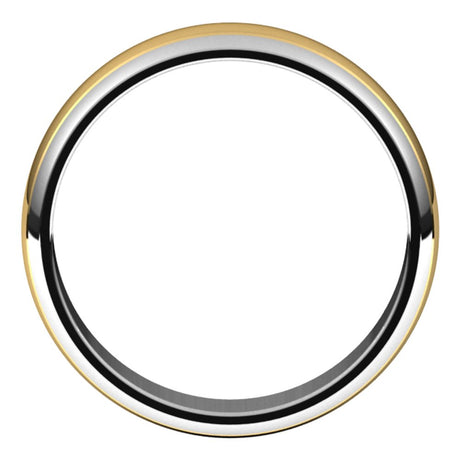 14K White/Yellow 5 mm Stepped Beveled-Edge Inlay Half Round Band Size 8.5