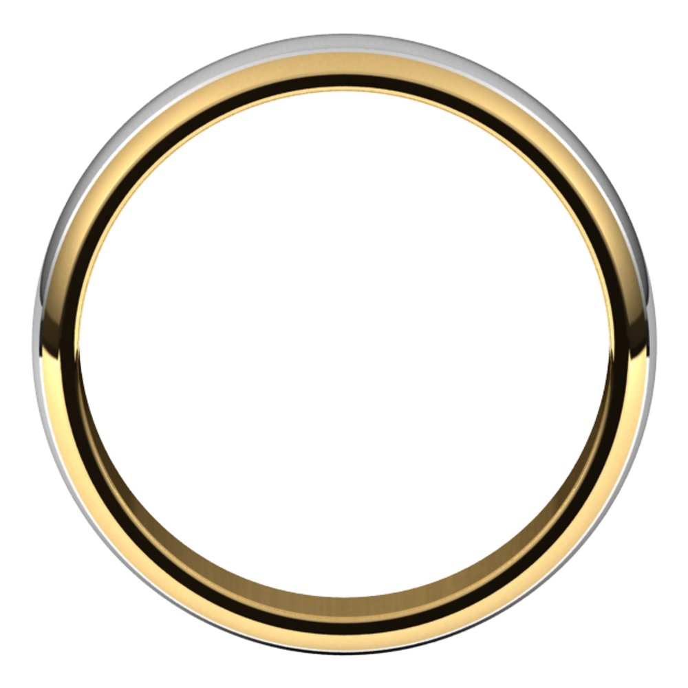 14K Yellow/White 5 mm Stepped Beveled-Edge Inlay Half Round Band