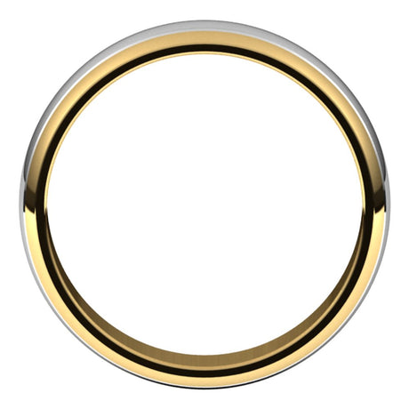 14K Yellow/White 5 mm Stepped Beveled-Edge Inlay Half Round Band Size 10.5