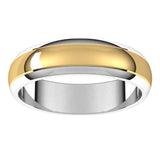 14K White/Yellow 5 mm Stepped Beveled-Edge Inlay Half Round Band Size 8.5