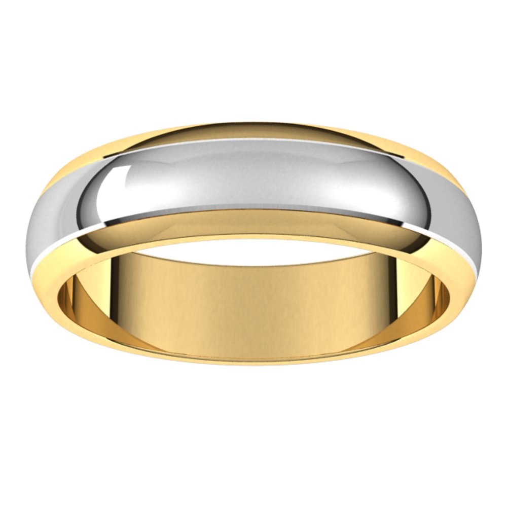 14K Yellow/White 5 mm Stepped Beveled-Edge Inlay Half Round Band