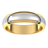 14K Yellow/White 5 mm Stepped Beveled-Edge Inlay Half Round Band Size 9