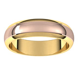 14K Yellow/Rose 5 mm Stepped Beveled-Edge Inlay Half Round Band Size 12