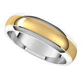 14K White/Yellow 5 mm Stepped Beveled-Edge Inlay Half Round Band Size 8.5