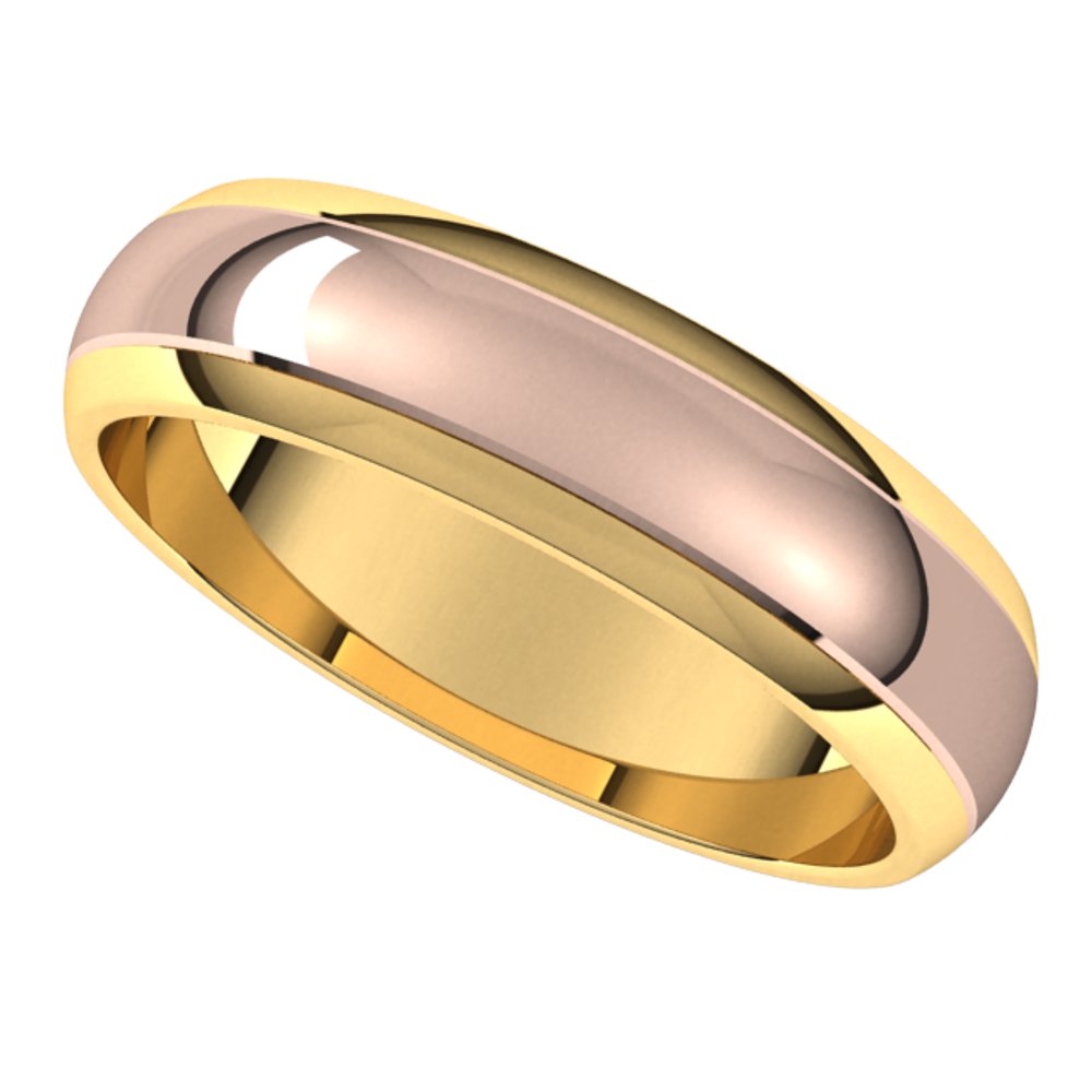 14K Yellow/Rose 5 mm Stepped Beveled-Edge Inlay Half Round Band Size 12