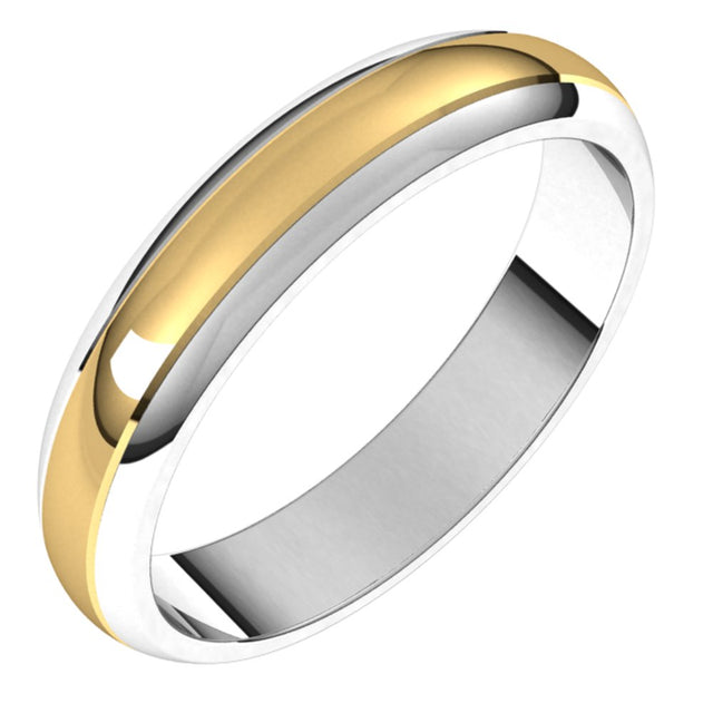 14K White/Yellow 4 mm Stepped Beveled-Edge Inlay Half Round Band Size 4