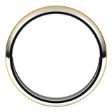 14K White/Yellow 4 mm Stepped Beveled-Edge Inlay Half Round Band Size 7.5