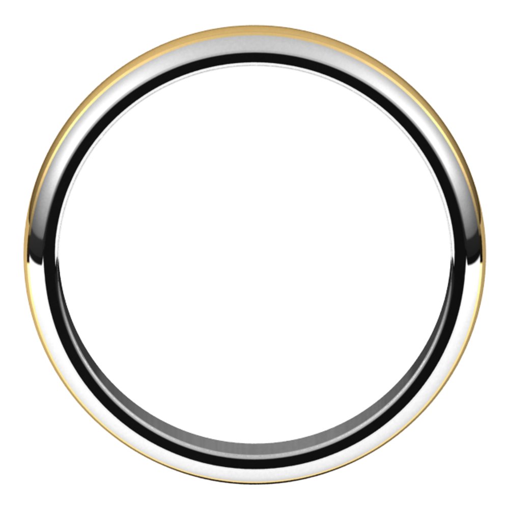 14K White/Yellow 4 mm Stepped Beveled-Edge Inlay Half Round Band