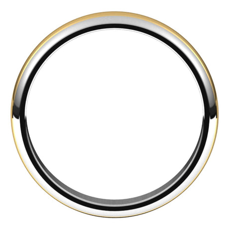 14K White/Yellow 4 mm Stepped Beveled-Edge Inlay Half Round Band