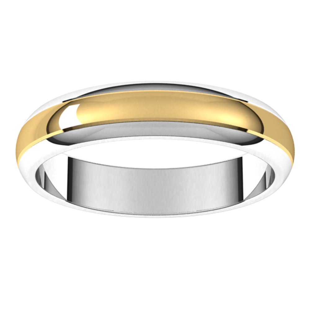 14K White/Yellow 4 mm Stepped Beveled-Edge Inlay Half Round Band