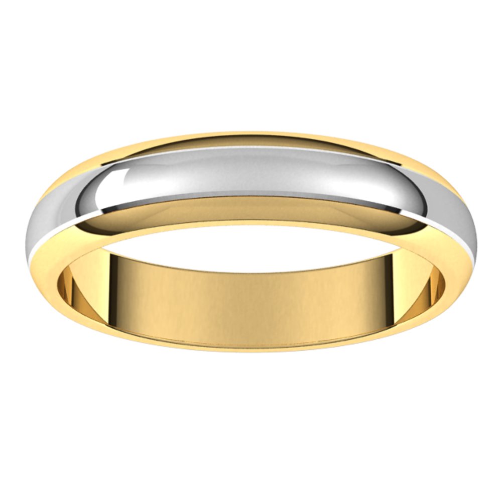 14K Yellow/White 4 mm Stepped Beveled-Edge Inlay Half Round Band Size 5