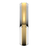 14K White/Yellow 4 mm Stepped Beveled-Edge Inlay Half Round Band Size 7.5