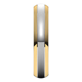 14K Yellow/White 4 mm Stepped Beveled-Edge Inlay Half Round Band Size 5