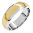 14K White/Yellow 6 mm Stepped Beveled-Edge Inlay Half Round Band Size 10