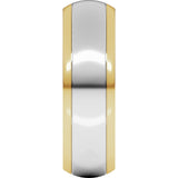 14K Yellow/White 6 mm Stepped Beveled-Edge Inlay Half Round Band