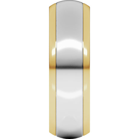 14K Yellow/White 6 mm Stepped Beveled-Edge Inlay Half Round Band