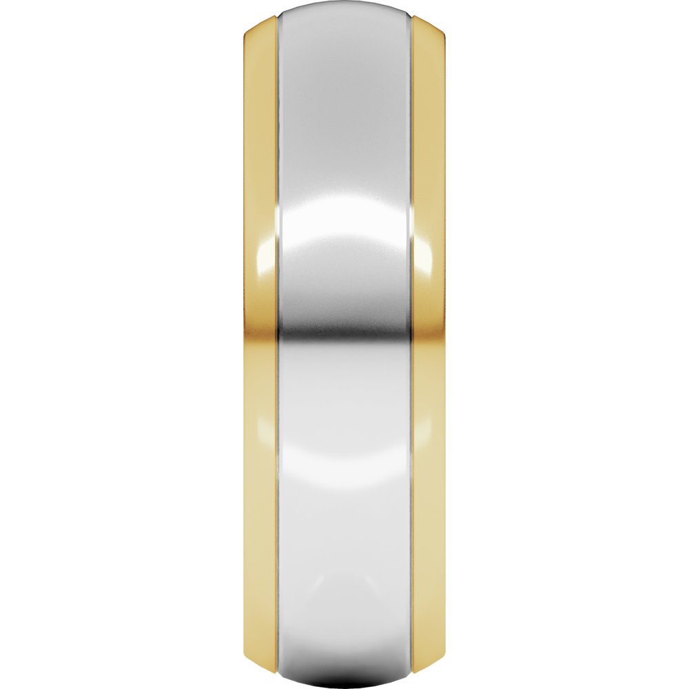 14K Yellow/White 6 mm Stepped Beveled-Edge Inlay Half Round Band