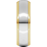 14K Yellow/White 6 mm Stepped Beveled-Edge Inlay Half Round Band Size 10