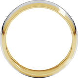 14K Yellow/White 6 mm Stepped Beveled-Edge Inlay Half Round Band Size 10