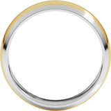 14K White/Yellow 6 mm Stepped Beveled-Edge Inlay Half Round Band