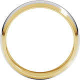 14K Yellow/White 6 mm Stepped Beveled-Edge Inlay Half Round Band