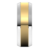 14K White/Yellow 7 mm Stepped Beveled-Edge Inlay Comfort-Fit Flat Band