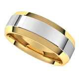 14K Yellow/White 7 mm Stepped Beveled-Edge Inlay Comfort-Fit Flat Band Size 11