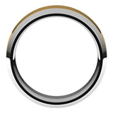 14K White/Yellow 8 mm Stepped Beveled-Edge Inlay Comfort-Fit Flat Band Size 10