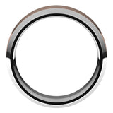 14K White/Rose 8 mm Stepped Beveled-Edge Inlay Comfort-Fit Flat Band Size 10.5