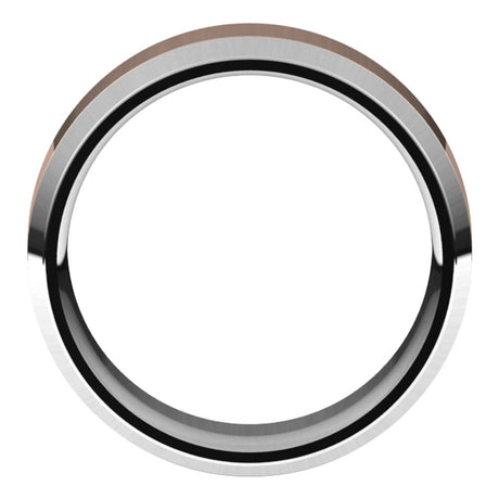 14K White/Rose 8 mm Stepped Beveled-Edge Inlay Comfort-Fit Flat Band Size 10.5
