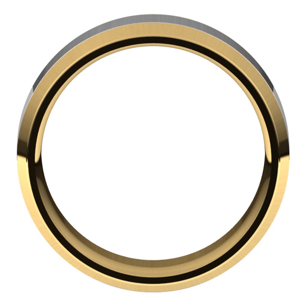 14K Yellow/White 8 mm Stepped Beveled-Edge Inlay Comfort-Fit Flat Band Size 11