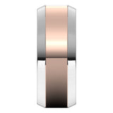 14K White/Rose 8 mm Stepped Beveled-Edge Inlay Comfort-Fit Flat Band Size 10.5