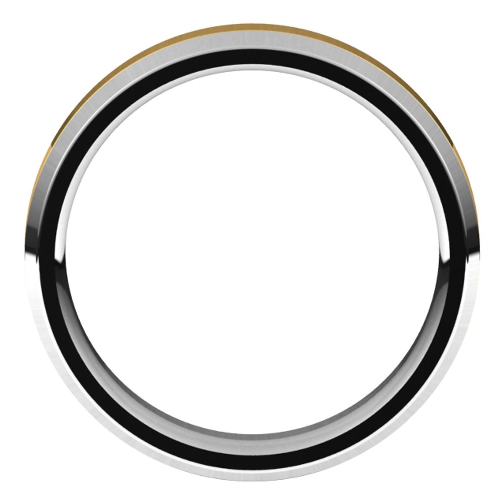 14K White/Yellow 5 mm Stepped Beveled-Edge Inlay Comfort-Fit Flat Band Size 10