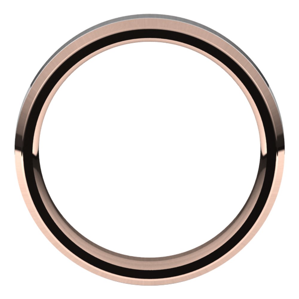 14K Rose/White 5 mm Stepped Beveled-Edge Inlay Comfort-Fit Flat Band Size 8