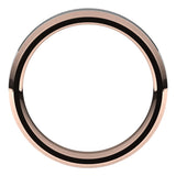 14K Rose/White 5 mm Stepped Beveled-Edge Inlay Comfort-Fit Flat Band Size 8