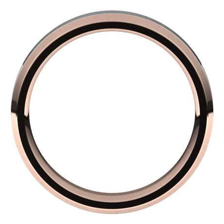 14K Rose/White 5 mm Stepped Beveled-Edge Inlay Comfort-Fit Flat Band Size 8