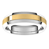 14K White/Yellow 5 mm Stepped Beveled-Edge Inlay Comfort-Fit Flat Band Size 10