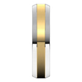 14K White/Yellow 5 mm Stepped Beveled-Edge Inlay Comfort-Fit Flat Band Size 10