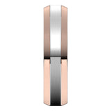 14K Rose/White 5 mm Stepped Beveled-Edge Inlay Comfort-Fit Flat Band Size 8