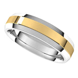 14K White/Yellow 5 mm Stepped Beveled-Edge Inlay Comfort-Fit Flat Band Size 10