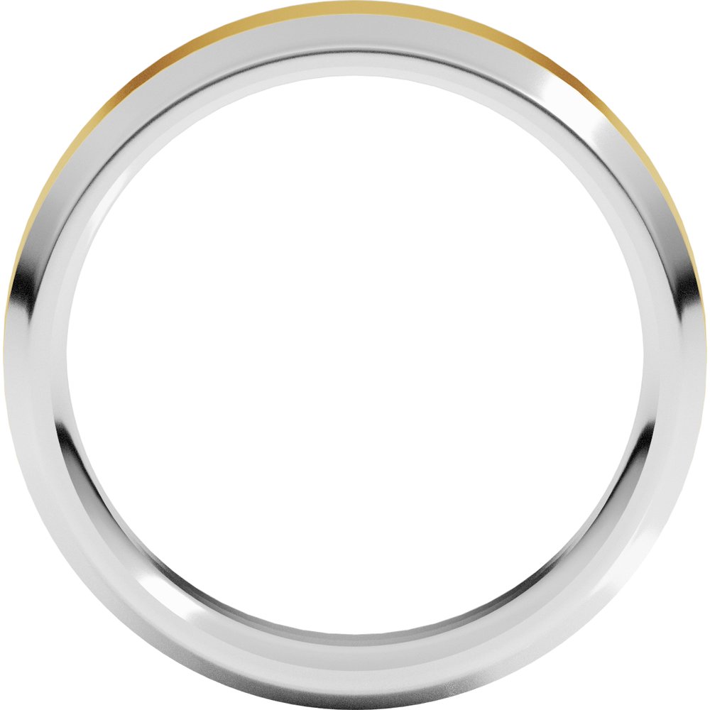 14K White/Yellow 6 mm Stepped Beveled-Edge Inlay Comfort-Fit Flat Band Size 10