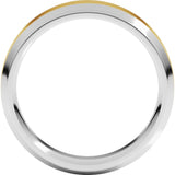 14K White/Yellow 6 mm Stepped Beveled-Edge Inlay Comfort-Fit Flat Band Size 10