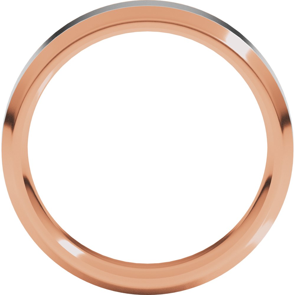 14K Rose/White 6 mm Stepped Beveled-Edge Inlay Comfort-Fit Flat Band Size 8