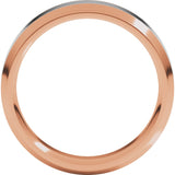 14K Rose/White 6 mm Stepped Beveled-Edge Inlay Comfort-Fit Flat Band Size 8