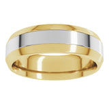 14K Yellow/White 6 mm Stepped Beveled-Edge Inlay Comfort-Fit Flat Band