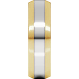 14K Yellow/White 6 mm Stepped Beveled-Edge Inlay Comfort-Fit Flat Band Size 10