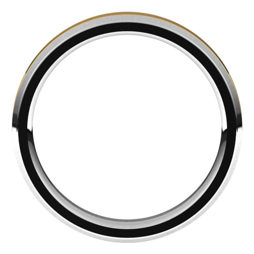 14K White/Yellow 4 mm Stepped Beveled-Edge Inlay Comfort-Fit Flat Band